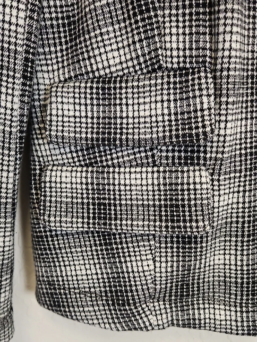 Maeve By Anthropologie Stretch Knit Black White Plaid Motif Blazer Jacket, Small